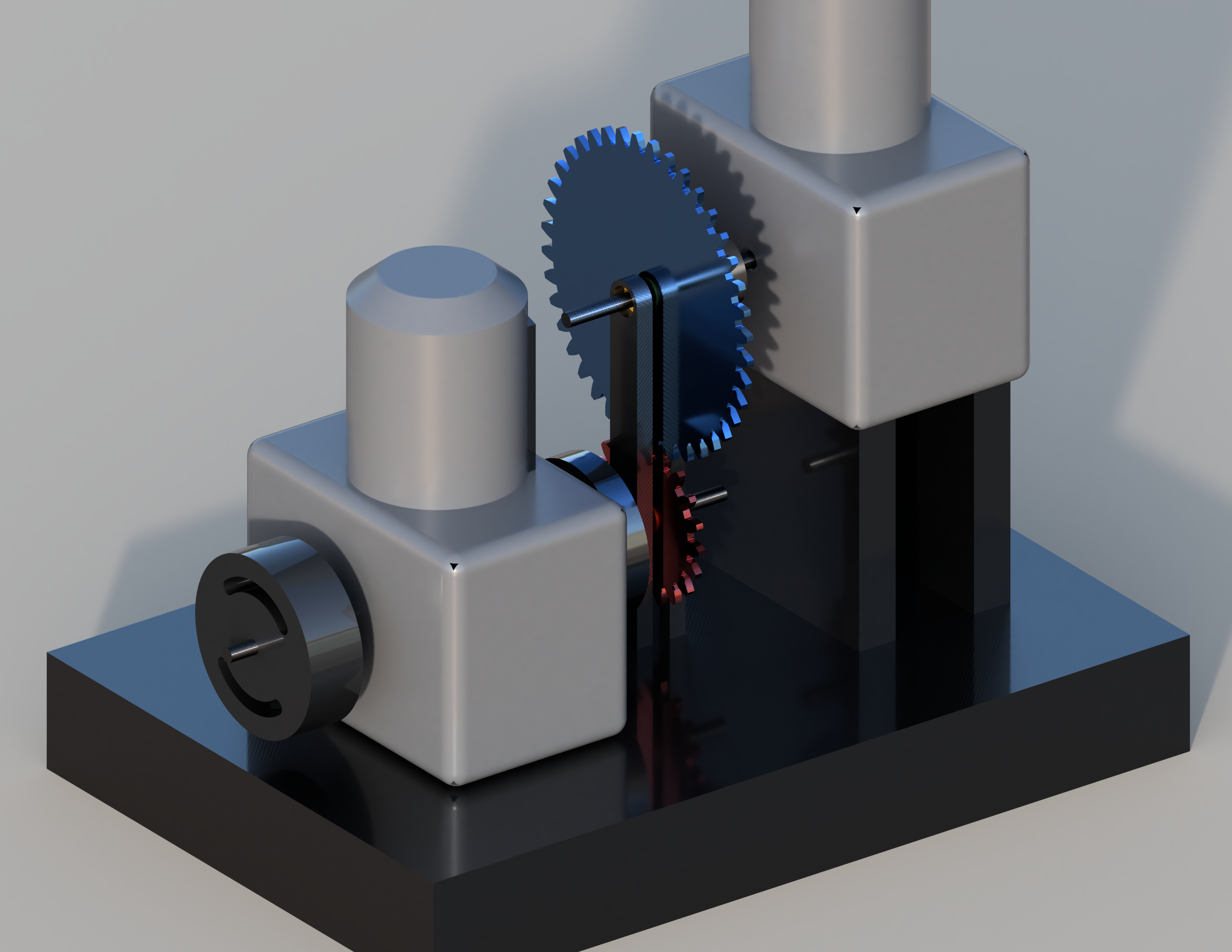 Two stroke engine with compressor render